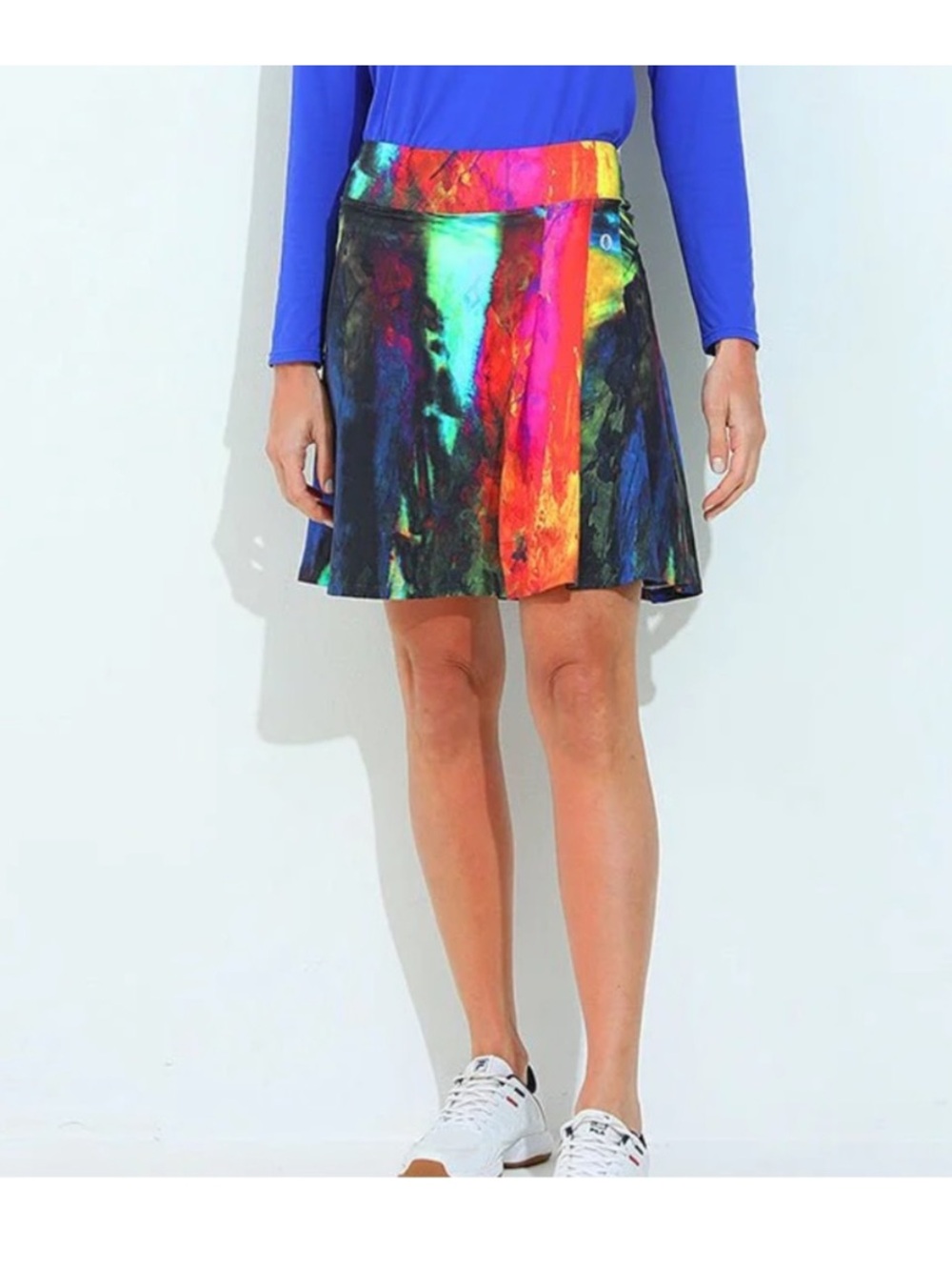 Dona Jo Tennis Pickleball Skort Skirt Athletic Neon Watercolor Stretch Sz L